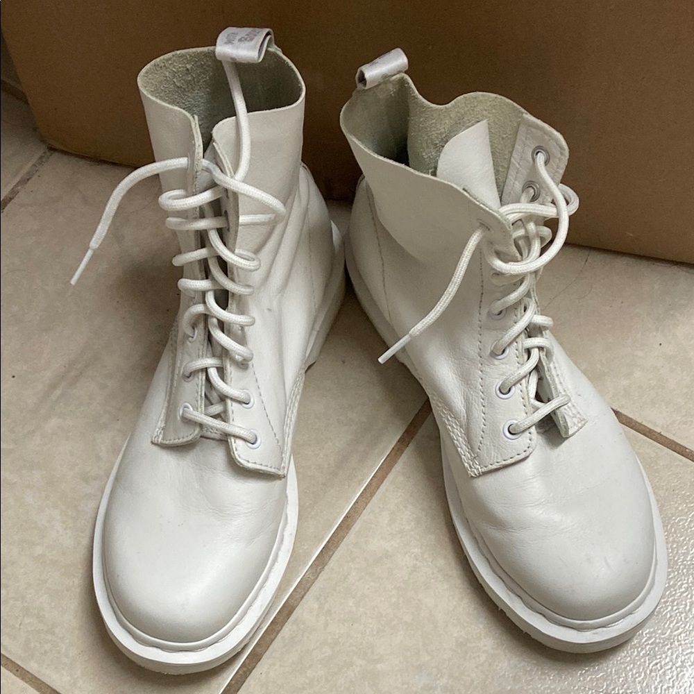 Dr. Martens White Leather Combat Boots